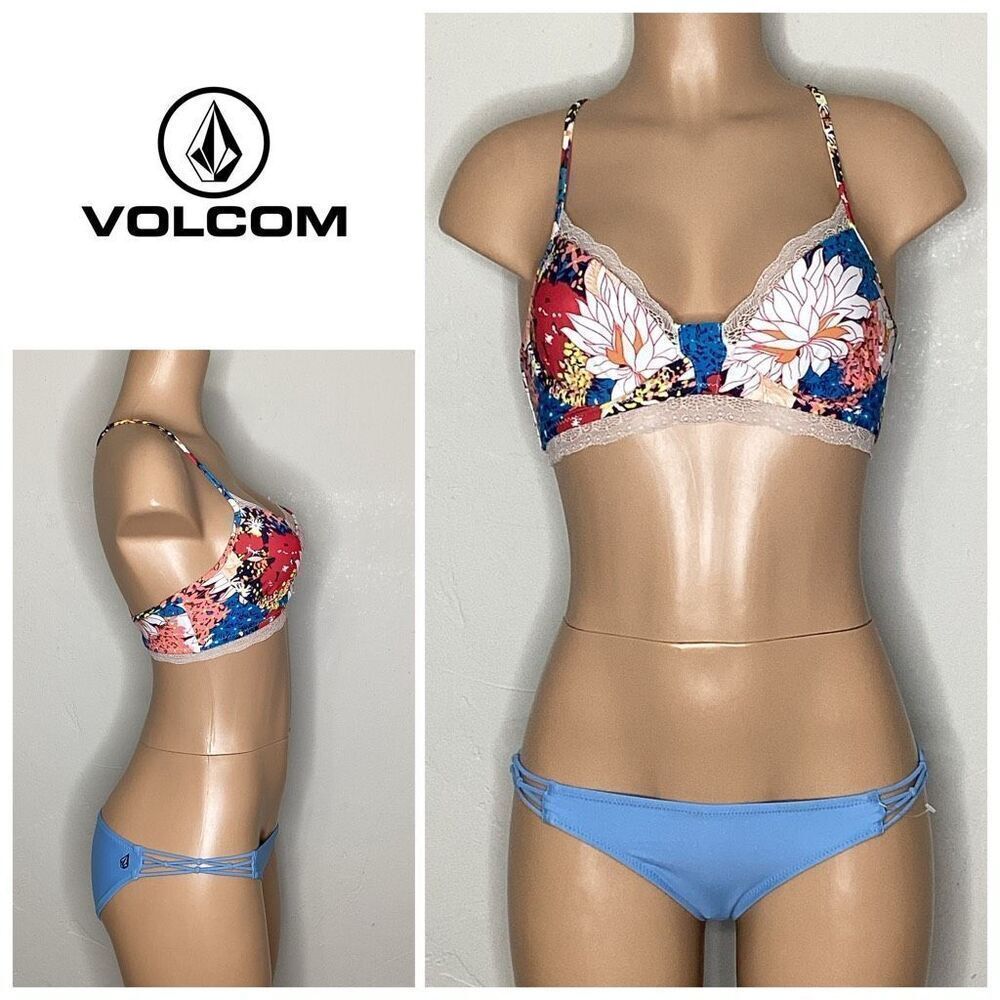 New. Volcom blue floral bikini. Small. Retails $135
